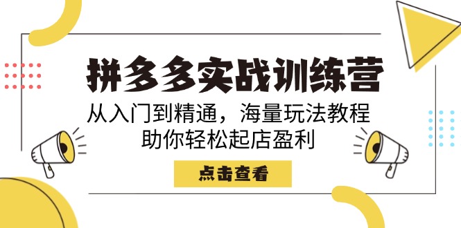 （14392期）拼多多实战训练营，从入门到精通，海量玩法教程，助你轻松起店盈利-初八网创