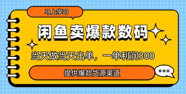 闲鱼卖爆款货源，当天做当天出单，一单利润3张-初八网创