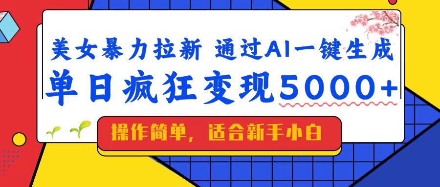 （14347期）美女暴力拉新，通过AI一键生成，单日疯狂变现5000+，纯小白一学就会！-初八网创