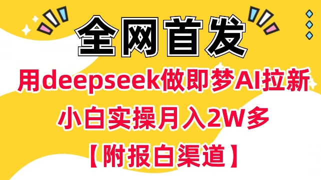 用deepseek做即梦Ai拉新 小白实操月入过W+【附报白渠道】-初八网创