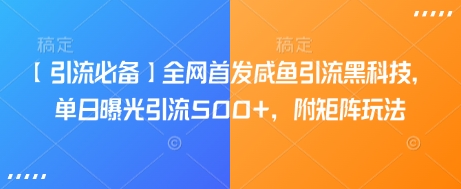 【引流必备】全网首发咸鱼引流黑科技，单日曝光引流500+，附矩阵玩法【揭秘】-初八网创