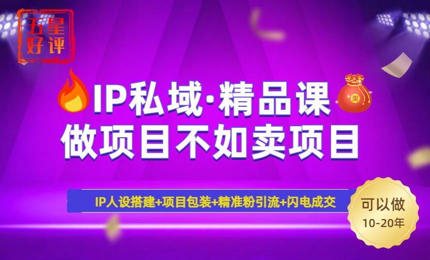 （14406期）2025年“IP私域·密训精品课”，日赚3000+小白避坑年赚百万，暴力引流…-初八网创