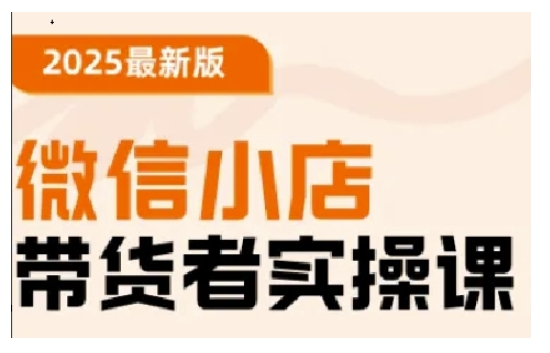 2025最新版微信小店带货者实操课，基础操作到高级运营技巧，快速上手-初八网创